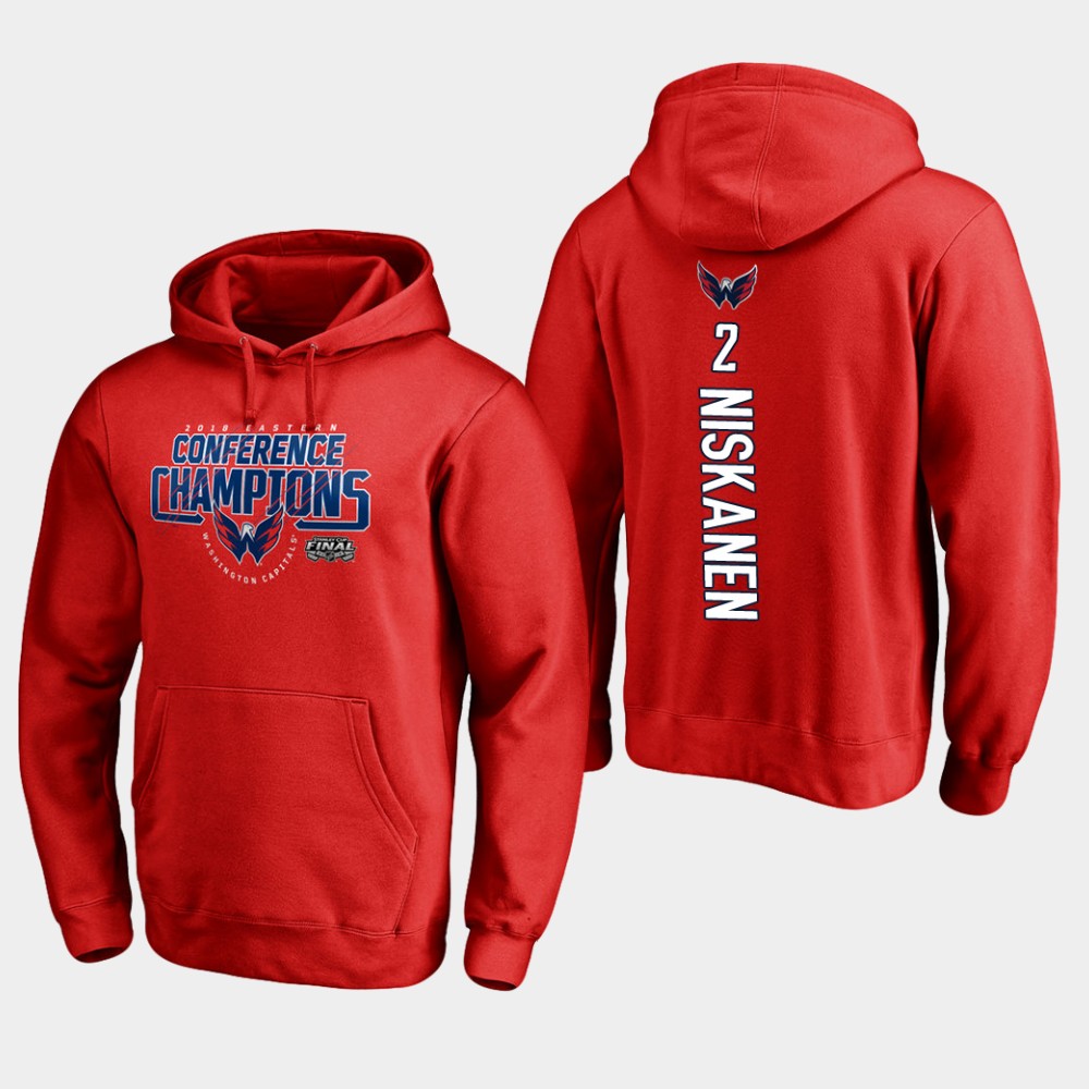 NHL Men Washington capitals #2 matt niskanen 2018 eastern conference champions interference red hoodie